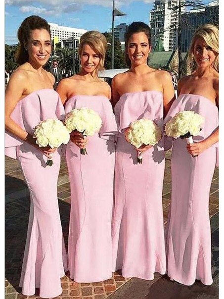 Long Lilac Strapless Chiffon Bridesmaid Dresses 902427