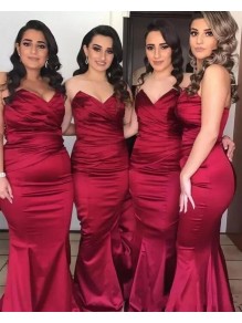 Long Mermaid Sweetheart Burgundy Bridesmaid Dresses 902433