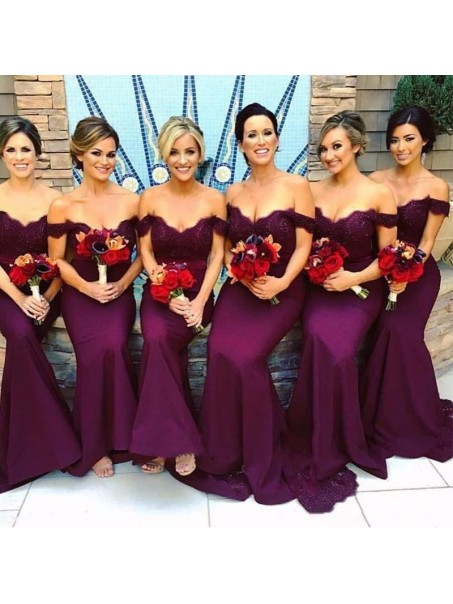 Long Grape Purple Mermaid Lace Bridesmaid Dresses 902435 Long Grape Purple Mermaid Lace Bridesmaid Dresses 902435