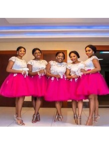 Short Lace and Tulle Bridesmaid Dresses 902438 Short Lace and Tulle Bridesmaid Dresses 902438