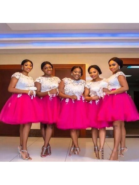 Short Lace and Tulle Bridesmaid Dresses 902438 Short Lace and Tulle Bridesmaid Dresses 902438