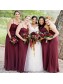 Long Spaghetti Straps Chiffon Bridesmaid Dresses 902440