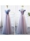 Long Tulle Floor Length Bridesmaid Dresses with Sleeves 902448