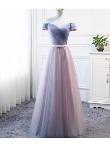 Long Tulle Floor Length Bridesmaid Dresses with Sleeves 902448