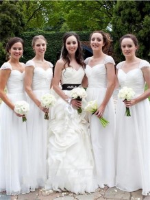 Long White Chiffon Floor Length Bridesmaid Dresses 902449