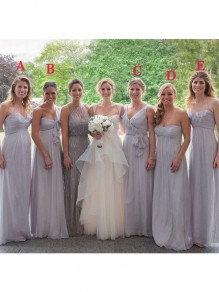 Empire Long Grey Chiffon Bridesmaid Dresses 902456 Empire Long Grey Chiffon Bridesmaid Dresses 902456