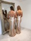 Long Mermaid Gold Sequin Bridesmaid Dresses 902458