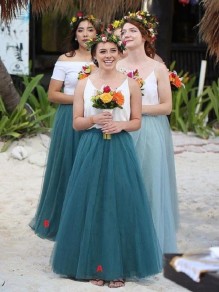 Long Tulle Floor Length Bridesmaid Dresses 902464