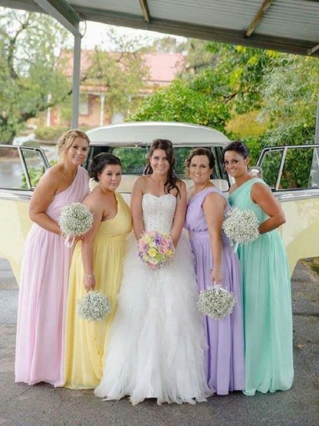 Long Chiffon One Shoulder Bridesmaid Dresses 902465
