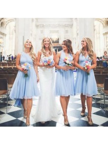 Short Blue Chiffon Bridesmaid Dresses 902468