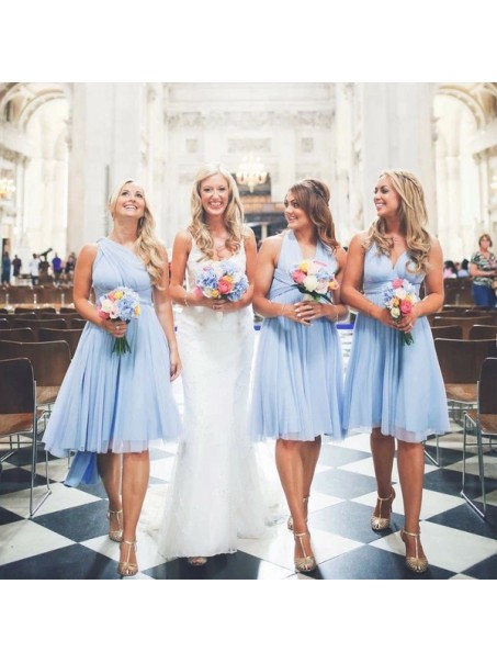 Short Blue Chiffon Bridesmaid Dresses 902468