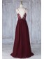 Long Grape Purple Chiffon Lace Spaghetti Straps Bridesmaid Dresses 902482
