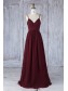 Long Grape Purple Chiffon Lace Spaghetti Straps Bridesmaid Dresses 902482