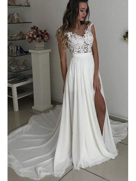 Elegant Chiffon and Lace Wedding Dresses Bridal Gowns 903005