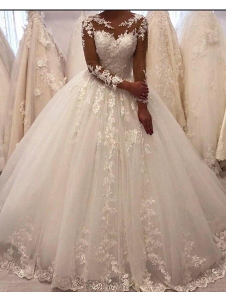 Elegant Lace Long Sleeves Ball Gown Wedding Dresses Bridal Gowns 903007 Elegant Lace Long Sleeves Ball Gown Wedding Dresses Bridal Gowns 903007