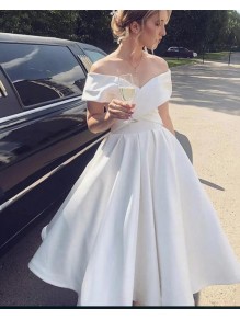 Elegant Off the Shoulder Tea Length Wedding Dresses Bridal Gowns 903008 Elegant Off the Shoulder Tea Length Wedding Dresses Bridal Gowns 903008
