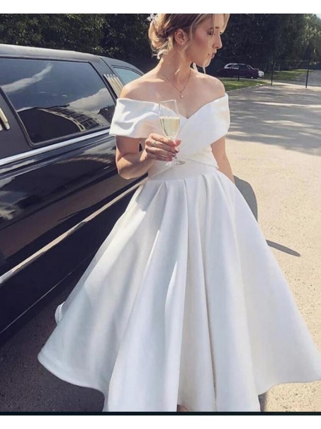 Elegant Off the Shoulder Tea Length Wedding Dresses Bridal Gowns 903008 Elegant Off the Shoulder Tea Length Wedding Dresses Bridal Gowns 903008