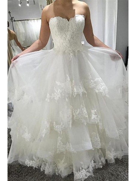 A-Line Sweetheart Lace Long Wedding Dresses Bridal Gowns 903022