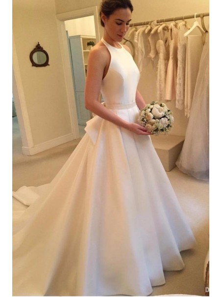 A-Line Long White Halter Wedding Dresses Bridal Gowns 903030 A-Line Long White Halter Wedding Dresses Bridal Gowns 903030