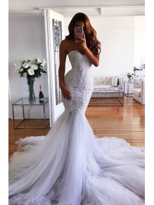 Long Mermaid Sweetheart Lace Wedding Dresses Bridal Gowns 903031