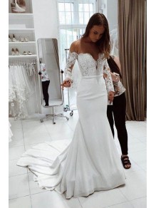 Mermaid Lace Long Sleeves Wedding Dresses Bridal Gowns 903032