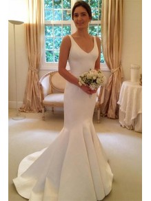 Mermaid V Neck Long Wedding Dresses Bridal Gowns 903039