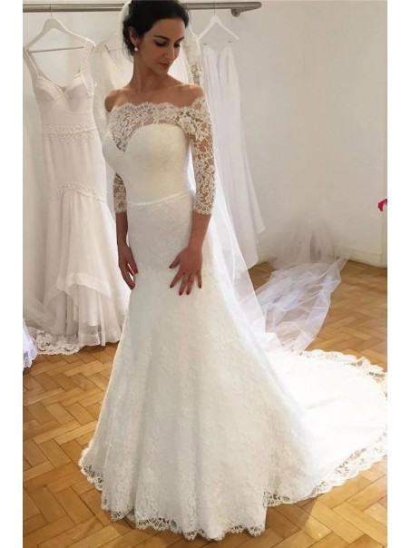 Elegant Mermaid Lace Wedding Dresses Bridal Gowns with Sleeves 903041 Elegant Mermaid Lace Wedding Dresses Bridal Gowns with Sleeves 903041