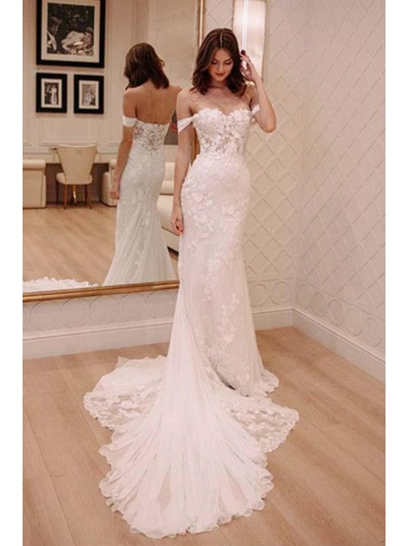 Mermaid Lace Off the Shoulder Wedding Dresses Bridal Gowns 903050