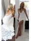 Spaghetti Straps V Neck Lace Wedding Dresses Bridal Gowns 903056