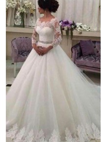 A-Line Lace Wedding Dresses Bridal Gowns with Long Sleeves 903063 A-Line Lace Wedding Dresses Bridal Gowns with Long Sleeves 903063