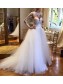 A-Line Lace and Tulle Wedding Dresses Bridal Gowns with Long Sleeves 903064