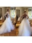 A-Line Lace and Tulle Wedding Dresses Bridal Gowns with Long Sleeves 903064