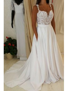A-Line Lace Wedding Dresses Bridal Gowns with Pockets 903065 A-Line Lace Wedding Dresses Bridal Gowns with Pockets 903065