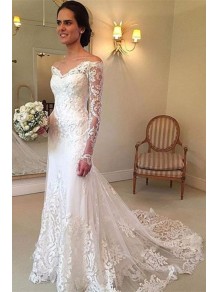 Elegant Mermaid Lace Wedding Dresses Bridal Gowns with Long Sleeves 903070 Elegant Mermaid Lace Wedding Dresses Bridal Gowns with Long Sleeves 903070