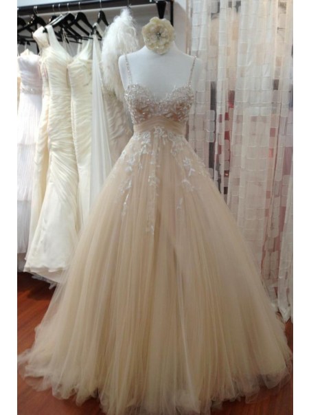 A-Line Spaghetti Straps Tulle and Lace Wedding Dresses Bridal Gowns 903072 A-Line Spaghetti Straps Tulle and Lace Wedding Dresses Bridal Gowns 903072