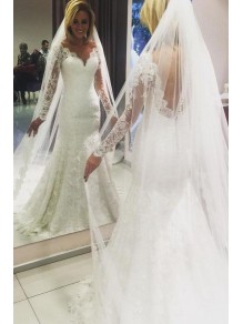 Mermaid Lace Long Sleeves Wedding Dresses Bridal Gowns 903078 Mermaid Lace Long Sleeves Wedding Dresses Bridal Gowns 903078