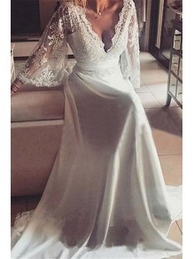 A-Line Chiffon and Lace Wedding Dresses Bridal Gowns 903086