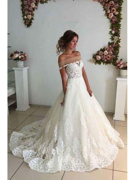 A-Line Off the Shoulder Lace Wedding Dresses Bridal Gowns 903090 A-Line Off the Shoulder Lace Wedding Dresses Bridal Gowns 903090