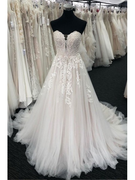 A-Line Sweetheart Lace and Tulle Wedding Dresses Bridal Gowns 903109