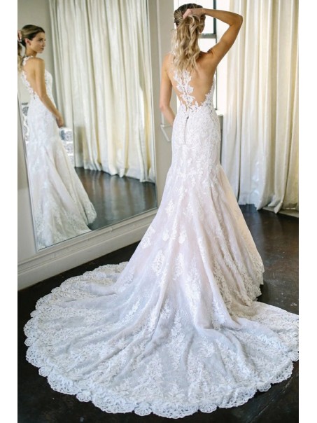 Long Mermaid Lace Wedding Dresses Bridal Gowns 903117