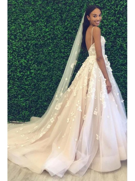 A-Line Lace and Tulle Wedding Dresses Bridal Gowns 903118