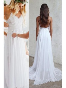 Lace and Chiffon Long Wedding Dresses Bridal Gowns 903129