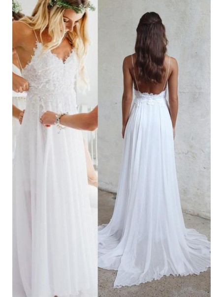 Lace and Chiffon Long Wedding Dresses Bridal Gowns 903129