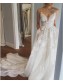 A-Line Spaghetti Straps Lace Wedding Dresses Bridal Gowns 903133