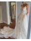 A-Line Spaghetti Straps Lace Wedding Dresses Bridal Gowns 903133