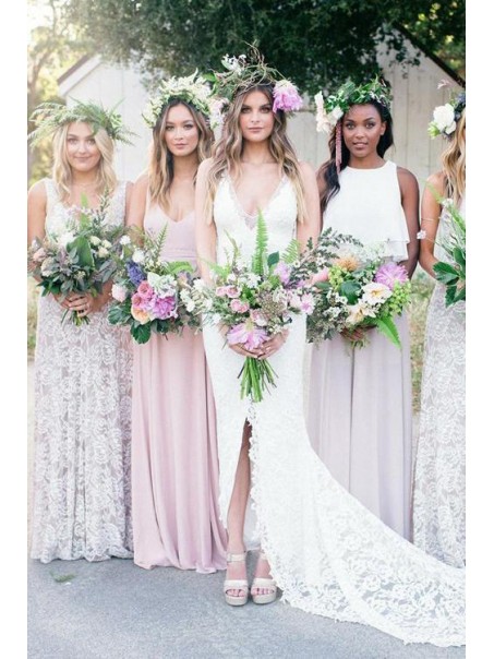 Elegant Lace Long Wedding Dresses Bridal Gowns 903139