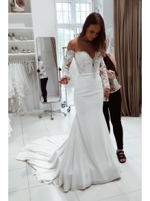 Mermaid Lace Long Sleeves Wedding Dresses Bridal Gowns 903144