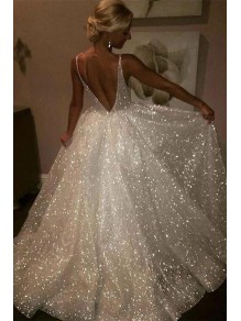 A-Line Sparkle V Neck Wedding Dresses Bridal Gowns 903148 A-Line Sparkle V Neck Wedding Dresses Bridal Gowns 903148