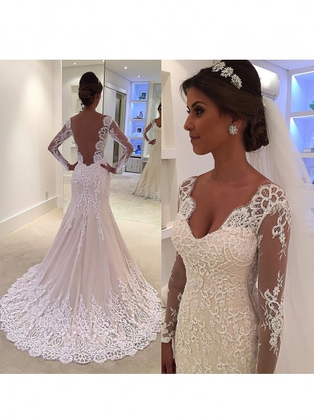Mermaid Lace Long Sleeves Wedding Dresses Bridal Gowns 903150 Mermaid Lace Long Sleeves Wedding Dresses Bridal Gowns 903150