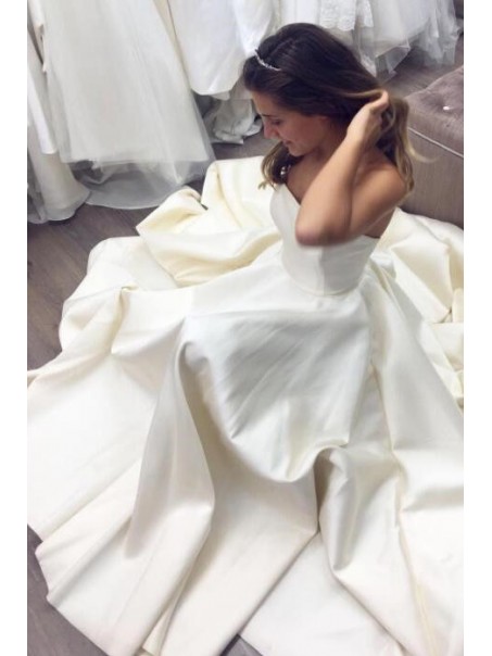 A-Line Strapless Long Satin Wedding Dresses Bridal Gowns 903152 A-Line Strapless Long Satin Wedding Dresses Bridal Gowns 903152